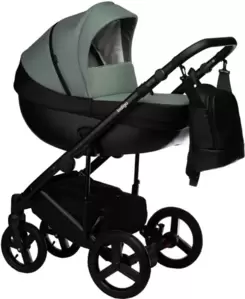 Детская универсальная коляска INDIGO Tour Eco (2 в 1, te 03/черная кожа+шалфей кожа) фото
