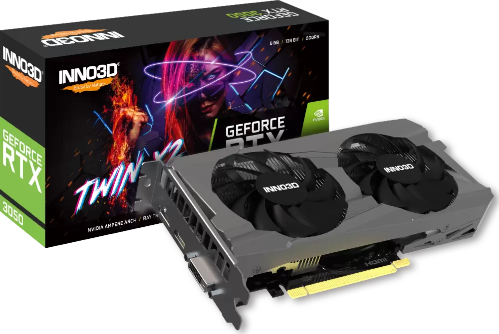Видеокарта Inno3D GeForce RTX 3050 Twin X2 V2 6GB GDDR6 N30502-06D6-1880VA60 фото 2