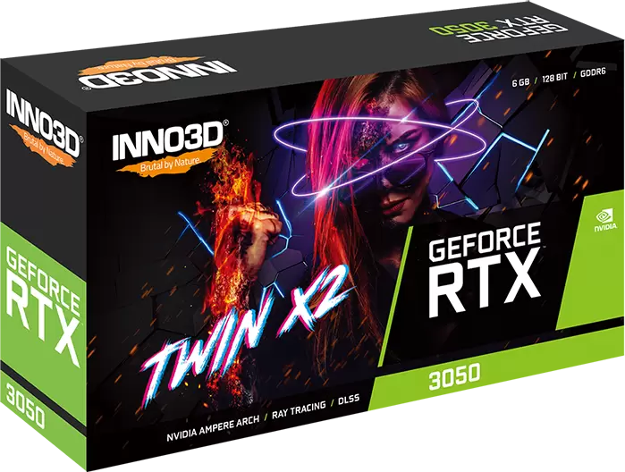 Видеокарта Inno3D GeForce RTX 3050 Twin X2 V2 6GB GDDR6 N30502-06D6-1880VA60 фото 3