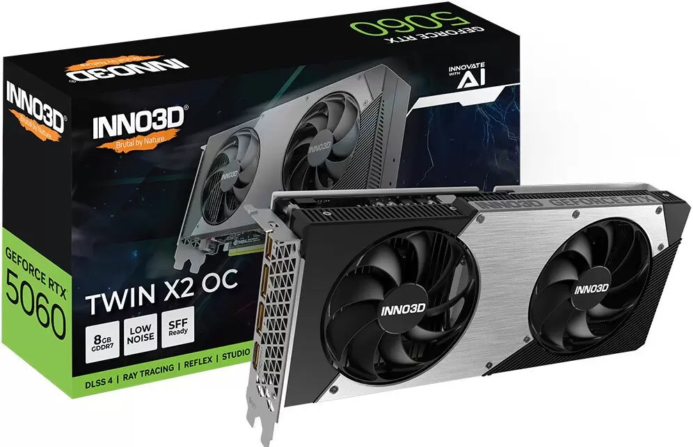 Видеокарта Inno3D GeForce RTX 5060 8GB Twin X2 OC N50602-08D7X-195071N фото