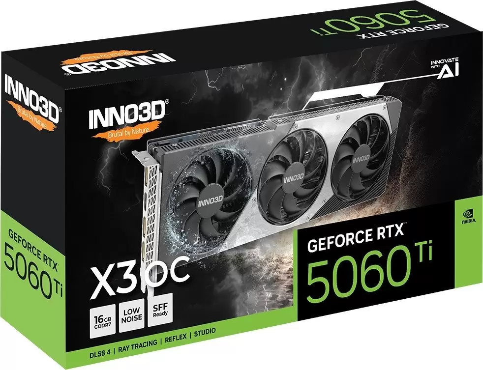 Видеокарта Inno3D GeForce RTX 5060 Ti 16GB Twin X3 OC N506T3-16D7X-191073L фото