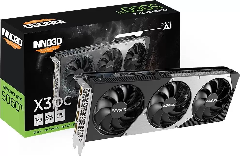 Видеокарта Inno3D GeForce RTX 5060 Ti 16GB Twin X3 OC N506T3-16D7X-191073L фото