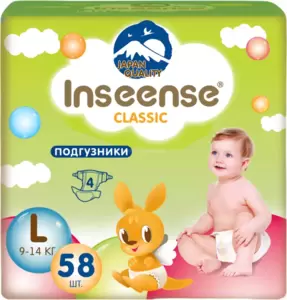 Подгузники детские Inseense Classic Plus L 9-14 кг (58 шт) фото