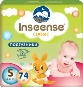 Подгузники детские Inseense Classic Plus S 4-8 кг (74 шт) фото