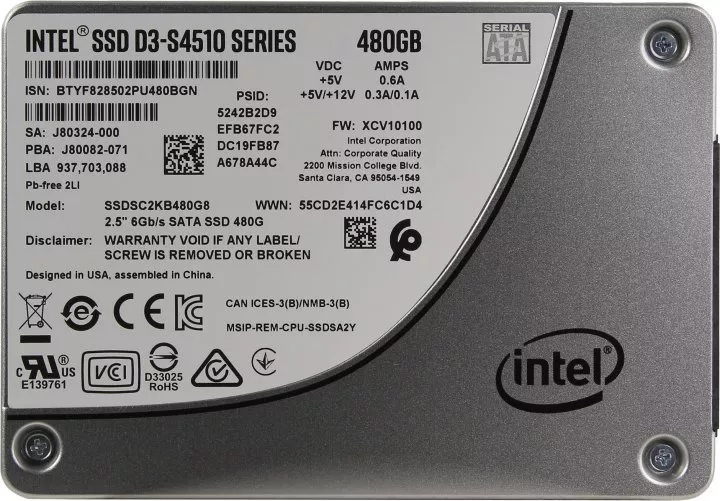 Intel D3 S4510 (SSDSC2KB480G801)