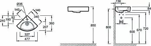 Умывальник Jacob Delafon Odeon Rive Gauche EGP112-00 фото