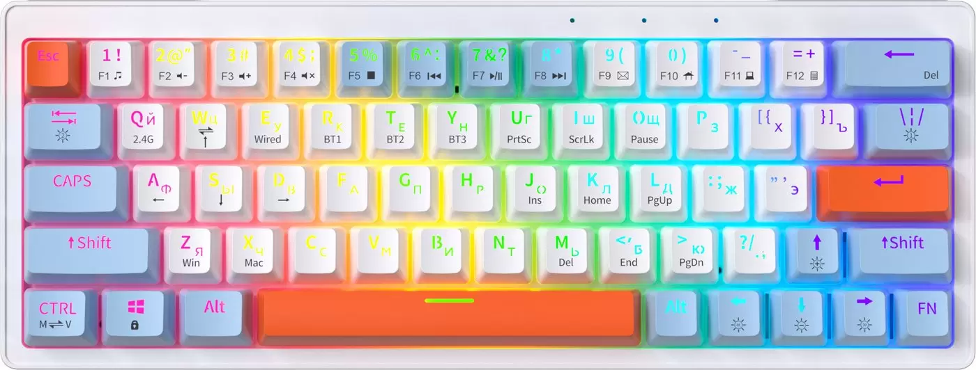 Клавиатура JEGG ZA63 Pro White Blue Orange (TNT Yellow) фото