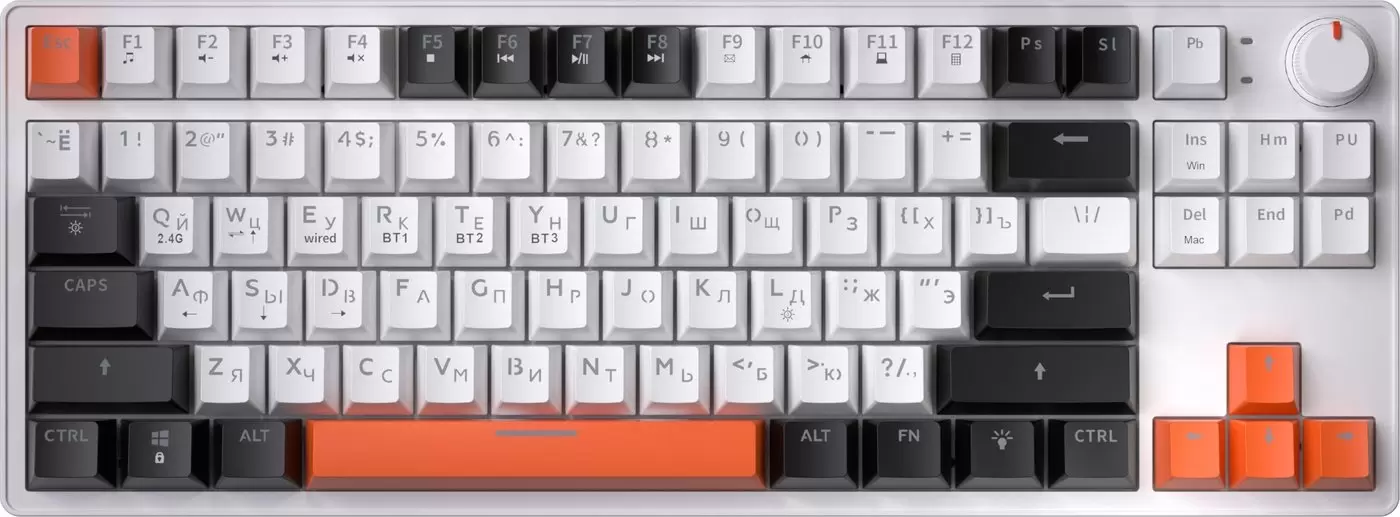 Клавиатура JEGG ZA87 Pro White Black Orange (TNT Yellow) фото