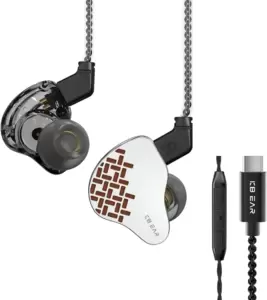 Наушники Kbear Rosefinch USB Type-C (серебристый/красный, с микрофоном) фото