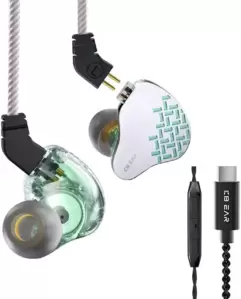 Наушники Kbear Rosefinch USB Type-C (серебристый/зеленый, с микрофоном) фото