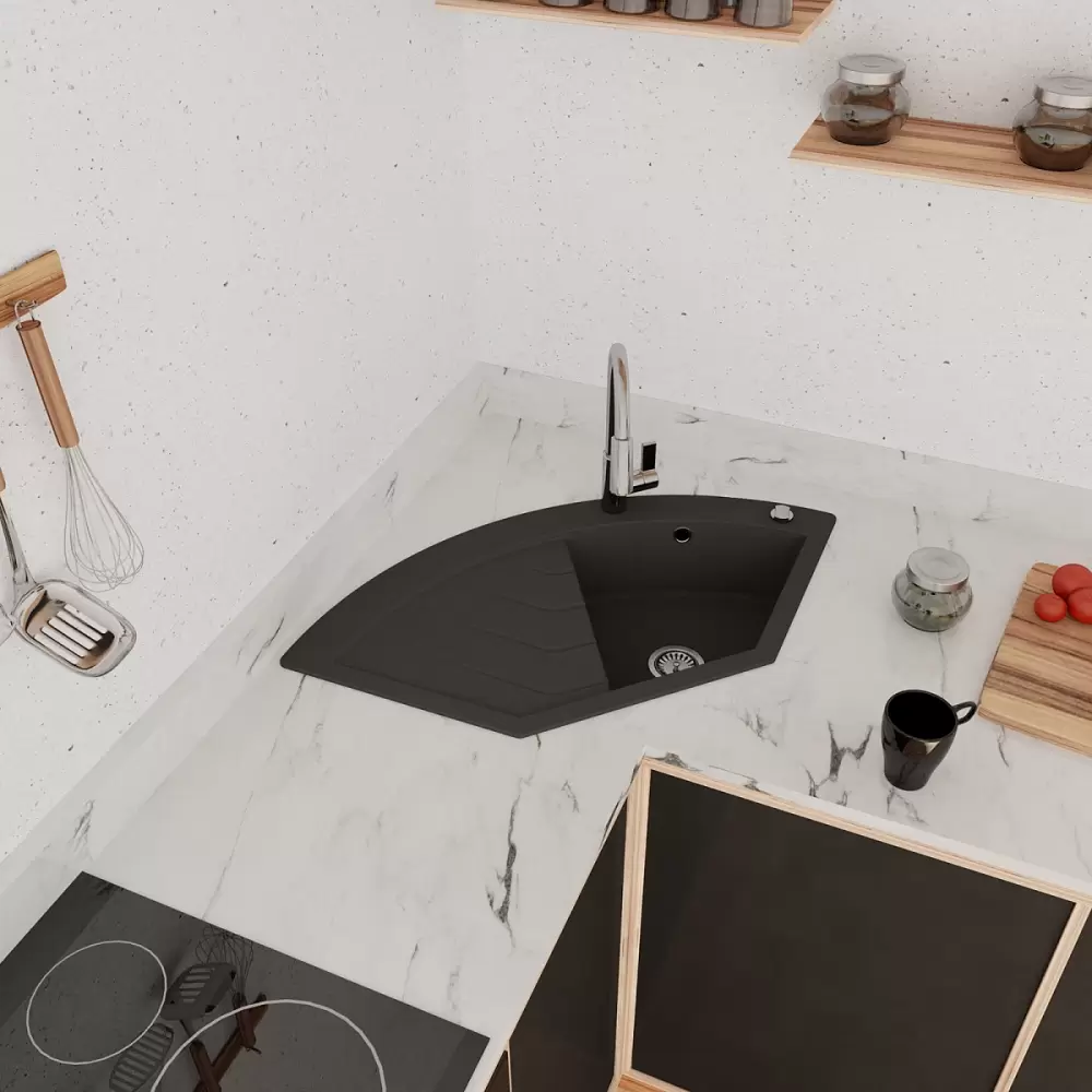 Кухонная мойка Kernau KGS B 90 1B1D Black Metallic фото