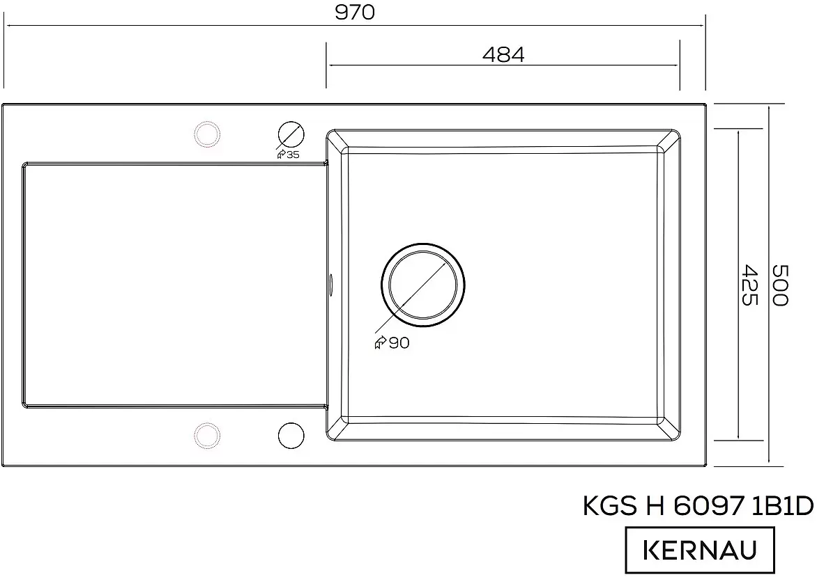Кухонная мойка Kernau KGS H 6097 1B1D Deep Black фото