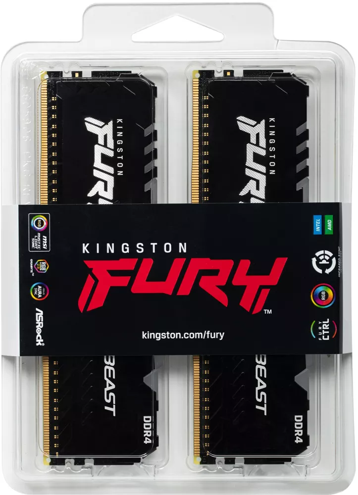 Оперативная память Kingston FURY Beast RGB 2x16GB DDR4 PC4-29800 KF437C19BB1AK2/32 фото 4