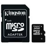 Карта памяти Kingston MicroSDHC 32Gb Class 4 (SDC4/32Gb) + SD adapter фото