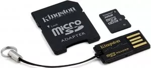 Карта памяти Kingston microSDHC 32Gb Class 4 + SD адаптер + USB картридер (MBLY4G2/32GB)  фото