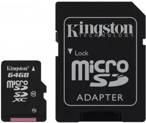 Карта памяти Kingston microSDXC 64Gb Class 10 + SD адаптер (SDCX10/64Gb) фото