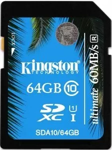 Карта памяти Kingston SDXC Ultimate 64Gb Class 10 UHS-I (SDA10/64GB) фото