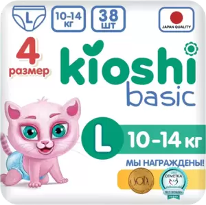 Подгузники-трусики детские KIOSHI Basic L 10-14 кг KB102 (38 шт) фото