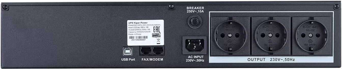 Источник бесперебойного питания Kiper Power R1200Pro RM (1200VA/720W) фото 2
