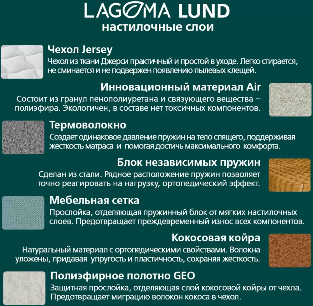 Матрас LAGOMA Lund 140x200x19 фото