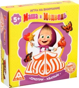Настольная игра Лас Играс Дуббль Смотри-хватай Маша и Медведь 3741868 фото