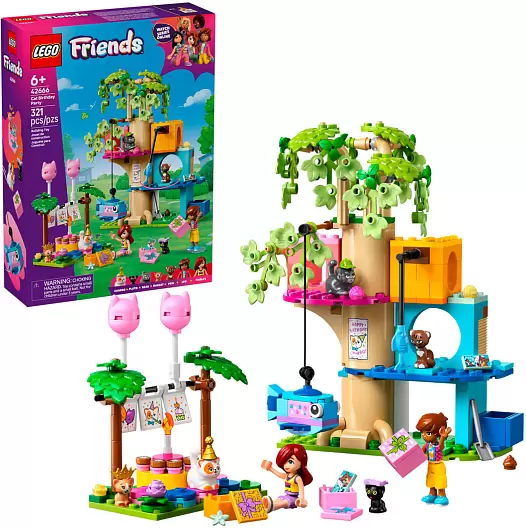 Конструктор Lego Friends 42666 День рождения кошки и домик на дереве фото