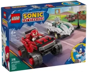 Lego Sonic The Hedgehog 77118 Сильвер на автомобиле против Наклза на монстр-траке