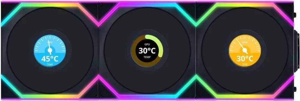 Комплект вентиляторов для корпуса с контроллером Lian Li Uni Fan SL 120 Wireless LCD Reverse G99.12RSLLCD1W3B.R0 фото