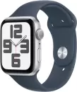 Умные часы Apple Watch SE 2 44 мм (алюминиевый корпус, серебристый/грозовой синий, спортивный силиконовый ремешок S/M) icon