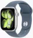 Умные часы Apple Watch Series 11 46 мм (алюминиевый корпус, серебристый/синий, спортивный силиконовый ремешок) icon