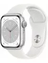 Умные часы Apple Watch Series 8 LTE 41 мм (алюминиевый корпус, серебристый/белый, спортивный силиконовый ремешок) фото