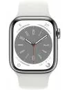 Умные часы Apple Watch Series 8 LTE 41 мм (корпус из нержавеющей стали, серебристый/белый, силиконовый ремешок) фото 2