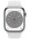 Умные часы Apple Watch Series 8 LTE 45 мм (корпус из нержавеющей стали, серебристый/белый, силиконовый ремешок) фото 2