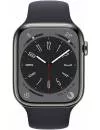 Умные часы Apple Watch Series 8 LTE 45 мм (корпус из нержавеющей стали, темно-серый/темно-серый, силиконовый ремешок) фото 2