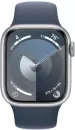 Умные часы Apple Watch Series 9 41 мм (алюминиевый корпус, серебристый/грозовой синий, спортивный силиконовый ремешок) фото 2