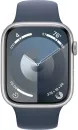 Умные часы Apple Watch Series 9 45 мм (алюминиевый корпус, серебристый/грозовой синий, спортивный силиконовый ремешок S/M) фото 2