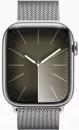 Умные часы Apple Watch Series 9 LTE 41 мм (корпус из нержавеющей стали, серебристый/миланский серебристый) фото 2