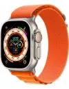 Умные часы Apple Watch Ultra LTE 49 мм (титановый корпус, титановый/оранжевый, текстильный ремешок размера L) фото