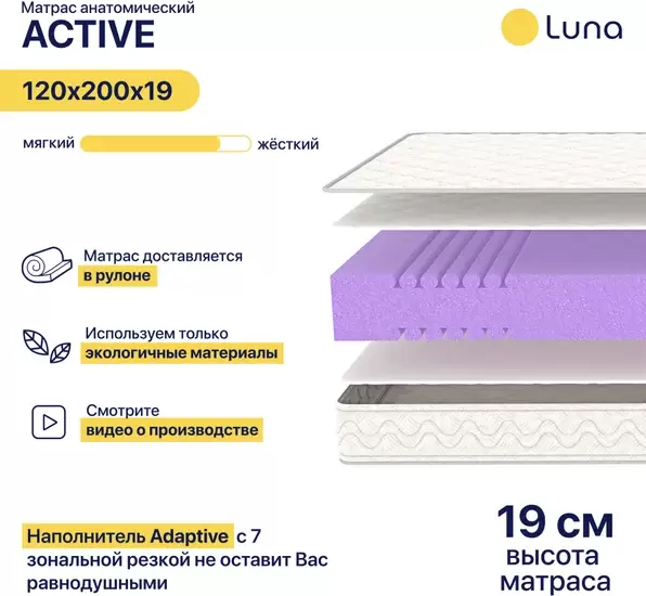 Матрас Luna Active 180x200 фото