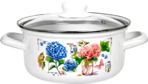 Кастрюля Лысьвенские эмали Букет гортензий С-1510 САП2/4ЭК фото