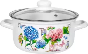 Кастрюля Лысьвенские эмали Букет гортензий С-1515 САП2/4ЭК фото