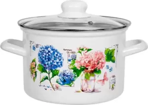 Кастрюля Лысьвенские эмали Букет гортензий С-1618 САП2/4ЭК фото