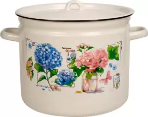 Кастрюля Лысьвенские эмали Букет гортензий С-1621/4ЖмЭК фото