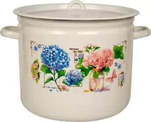 Кастрюля Лысьвенские эмали Букет гортензий С-1624/4ЖмЭК фото