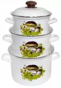 Набор кастрюль Лысьвенские эмали Грибная поляна С-007АП2/4 фото
