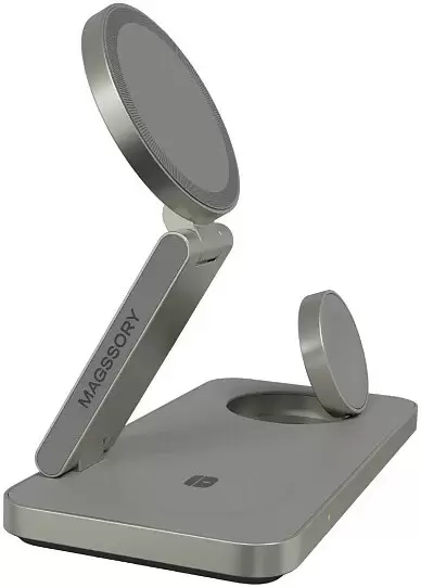 Беспроводное зарядное Magssory Yoga 3 в 1 Charging Station для Apple Qi2 WCH016t (титан) фото
