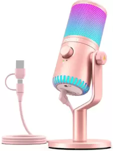 Проводной микрофон Maono DM30 RGB (розовый) фото