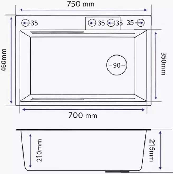 Кухонная мойка Marrbaxx B7546-R Decor B7546-DMR (графит/темно-серый) фото