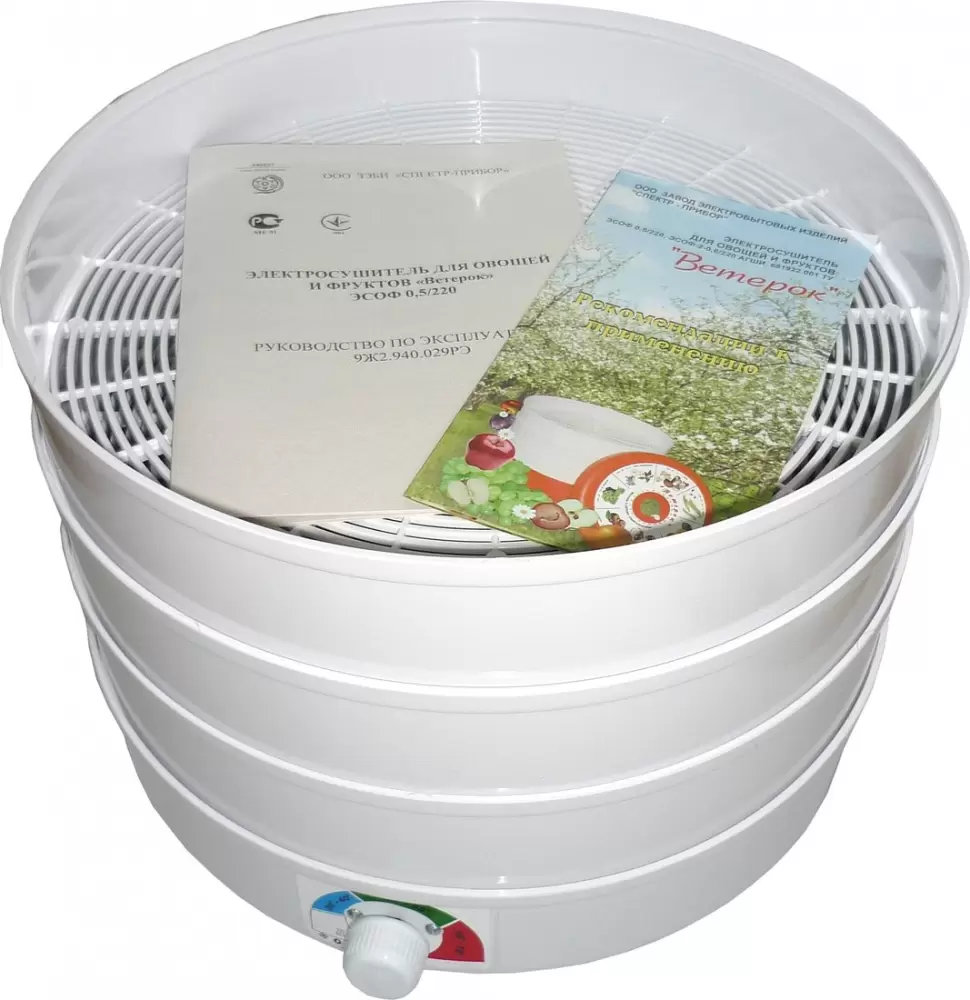 Сушилка для овощей и фруктов Спектр-Прибор Ветерок ЭСОФ2-0.5/220 (3 поддона, белый) фото
