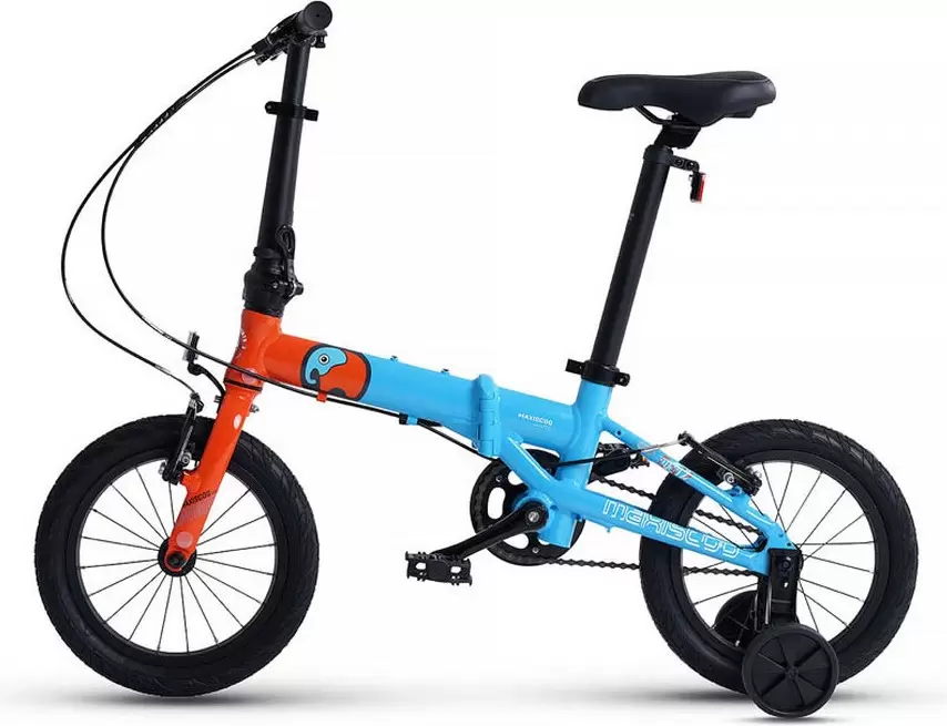 Детский велосипед Maxiscoo S007 PRO 14 2024 MSC-007-1407P (синий/оранжевый) фото